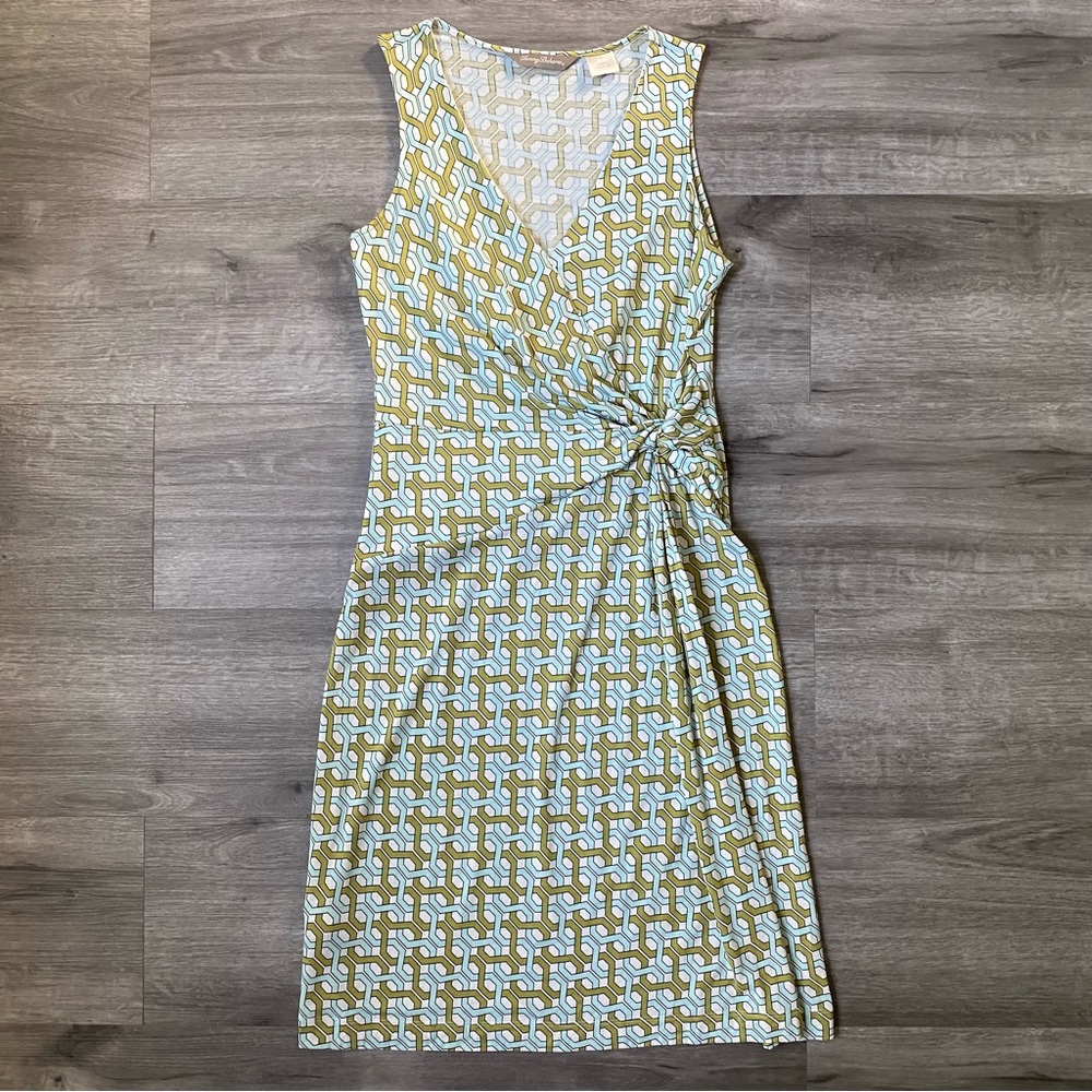 Tommy Bahama Blue Green Tropical Sleeveless Silk Chain Sheath Dress XS